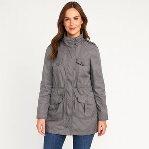 Xhilaration Gray Utility Anorak Jacket with Drawstring Waist & Pockets Size M